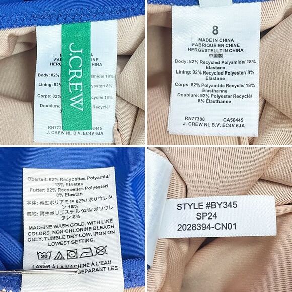J. Crew Cross Back One Piece Swimsuit Royal Blue Size 8 V-Neck Plunge Low Back - Picture 11 of 13